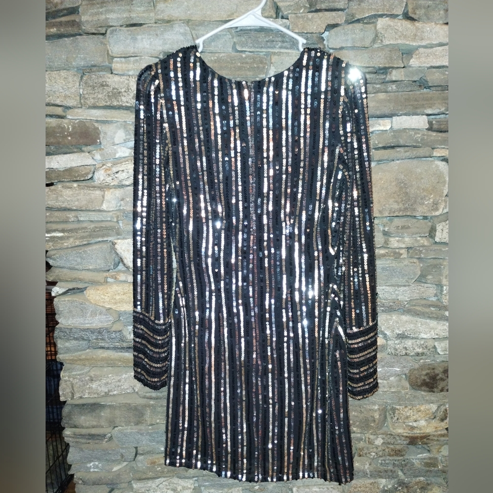 Shail K sexy sequin black long sleeve dress, lots of bling, size 2 - Picture 8 of 9
